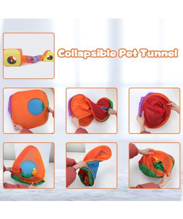 Mfsdai 3-in-1 Cat Toy Set: Tunnel, Cube, Tent | Interactive Maze Toy for Cats, Puppy, Rabbit | Foldable & Portable | Rainbow Color - Buy Online on GoSupps.com