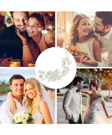 Bridal Hair Accessories Flower Pearls Barrette Hair Vine Crystal Silver Leaf Wedding Hair Headband Jewelry For Party Fancy Dress Honeymoon Garden Party 25cm - Buy Online on GoSupps.com