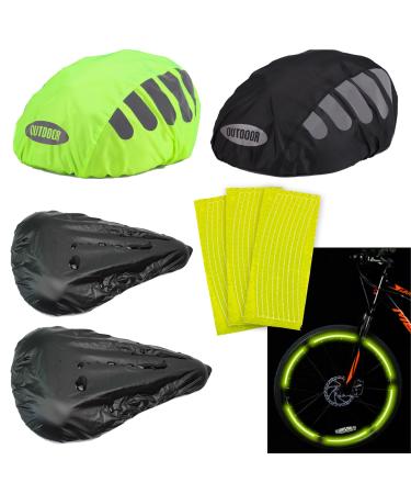 DKDDSSS 2 pieces of bicycle helmet rain protection waterproof reflective bike rain hood and bicycle saddle coat bicycle helmet coating dustproof helmet rain cover