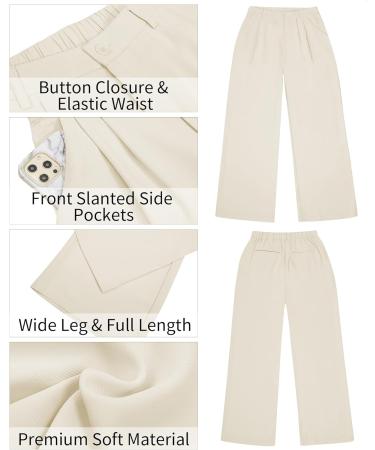 Vetinee Wide Leg High Waisted Dress Pants for Women with Pockets - XXL Vanilla Ice - Buy Online on GoSupps.com
