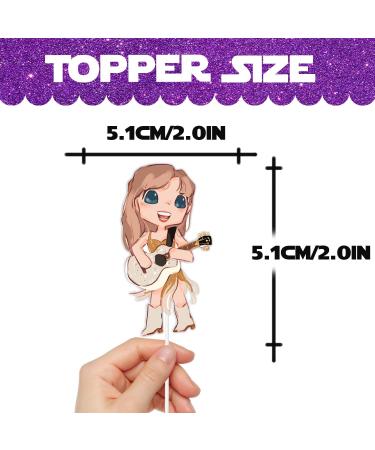 18pcs Glitter Cartoon Girls Dessert Cupcake Topper Cheer to Worldwide Popular Female Singer Concert Theme Decor Pick for Fan Men Women Happy Birthday Music Party Decorations Supplies - Buy Online on GoSupps.com