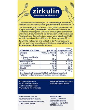 Organic Zirkulin Psyllium (6 x 300 g) - Tasteless - Promotes a healthy high-fiber diet - Excellent swelling - Buy Online on GoSupps.com