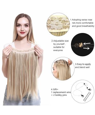 SARLA 22 Inch Invisible Wire Hair Extensions - Light Auburn Straight Synthetic Hairpiece - Adjustable Headband for Women - Pack of 1 - Buy Online on GoSupps.com