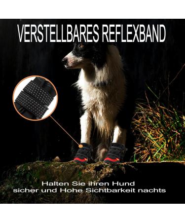 Waterproof Dog Shoes for Medium Dogs | 4-Piece Non-Slip Paw Protection with Adjustable Reflective Velcro - Red & Black - Buy Online on GoSupps.com