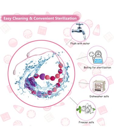 Teething Necklace for Baby Girl and Mom - 2 Pack Silicone Rose Flower Chewy Necklaces for Girls with Autism Anxiety ADHD - Pink & Purple - Buy Online on GoSupps.com