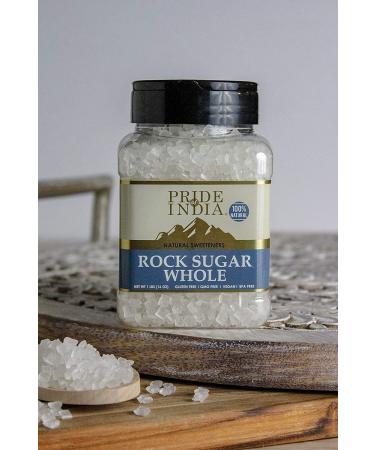 Pride of India Natural Crystal Rock Sugar Whole 16 oz Dual Sifter Jar - Authentic Indian Sugar Crystals for Milk or Tea - Best Value for Money - Buy Online on GoSupps.com
