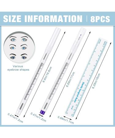 8 Piece Microblading Marker Pen Set with Paper Ruler | Eyebrow Permanent Makeup Tools in White and Purple Single-Head - Buy Online on GoSupps.com