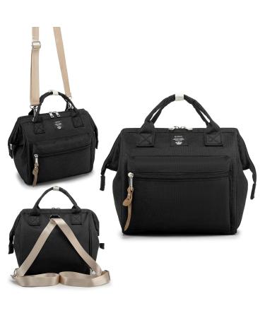 Small Diaper Bag Backpack, Mini Diaper Bag & Crossbody Diaper Tote Bag with Insulated Pocket Black