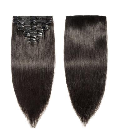 Shop Clip-In Remy Hair Extensions | 8 Wefts 55cm Double Thickness - #1B Natural Black - Buy Online on GoSupps.com