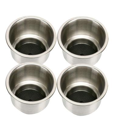 Amarine Made Pack of 4 Stainless Steel Cup Drink Holder with Drain Marine Boat Rv Camper