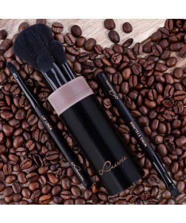 Buy Luvia Travel Make-Up Brush Set - 5 Vegan Cosmetic Brushes with Storage | Black/Espresso - Buy Online on GoSupps.com