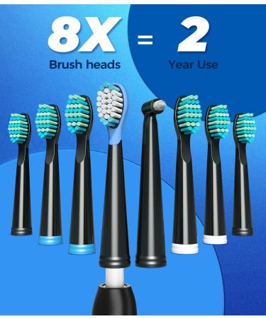 Electric Toothbrush for Adults with Travel Case | 40 000 VPM 8 Brush Heads 5 Modes - Black - Buy Online on GoSupps.com