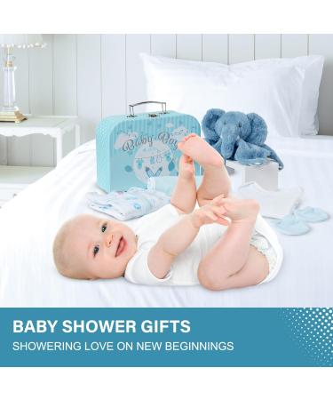 Baby Box Shop New Born Baby Boy Gift Set - 7 Essentials for Baby Boys | Newborn Keepsake Hamper | Baby Shower Gifts in Blue - Buy Online on GoSupps.com