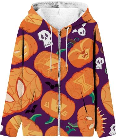 Halloween Costumes Bat Hooded Sweatshirt Long Sleeve Pocket Zipper Sport Coat Loose Workout Jackets for Women Medium Purple - Buy Online on GoSupps.com