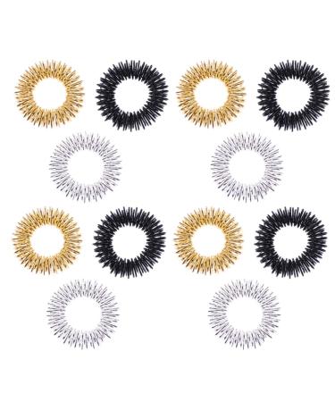 SUPVOX 12 Pcs Acupressure Massage Finger Massager for Working People Golden Silver Black
