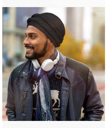 Satin Lined Halo Turban Set for Men - X-Large Black & Dark Heather Grey - Buy Online on GoSupps.com