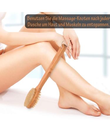 Attaga Back Brush with Massage Function - Ergonomic Long Wooden Bathing Brush for Dry Skin & Exfoliation - Buy Online on GoSupps.com
