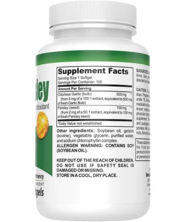 Great Lakes Nutrition All-Natural Odorless Garlic and Parsley Detox Supplement Softgels 100 Softgels - Buy Online on GoSupps.com