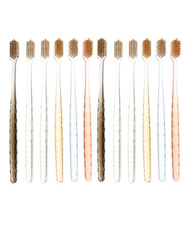 Nolitoy 12 pieces of travel toothbrush portable toothbrush with clear handle wide brush head soft toothbrush suitable for children and adults