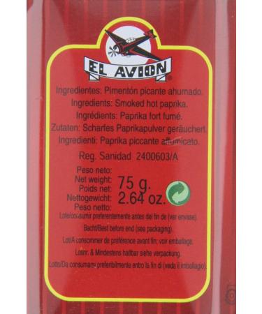El Avion Smoked Hot Paprika 75g - Pimenton Picante Ahumado - Red Pack of 1 - Buy Online on GoSupps.com