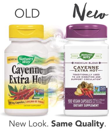 Nature's Way Cayenne Extra Hot 100,000 HU Potency 100 Vcaps - Packaging May Vary - Buy Online on GoSupps.com