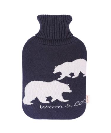 HomeTop Large 2 Liter Soft Knit Elegant Polar Bear Hot Water Bottle Cover - ONLY Cover (2L, Navy Blue) Navy Blue 1 Count (Pack of 1) - Buy Online on GoSupps.com