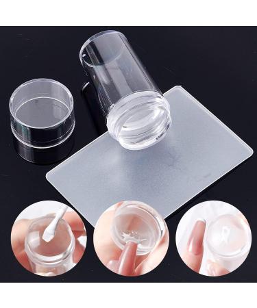 Niceneeded 4PC Nail Art Stamper Kit - Transparent Jelly Stamper Double Silicone Heads Blue Soft Stamp with Lid for Perfect Nail Designs - Buy Online on GoSupps.com