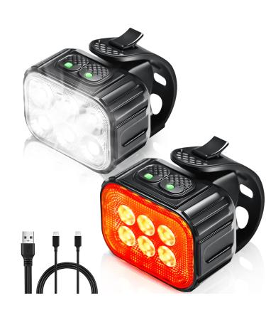 Magicycle Bike Lights for Night Riding Rechargeable, Super Bright Bicycle Headlight and Taillight Set Accessories Led Mountain Bike Lights Flashlight Front and Back Headlight-taillight Combination