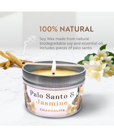 Chandelita Fragrance Candle - Palo Santo & Jasmine Aroma Therapy - Natural Essential Oils & Soy Wax Chakra Candle for Meditation & Cleansing - Buy Online on GoSupps.com