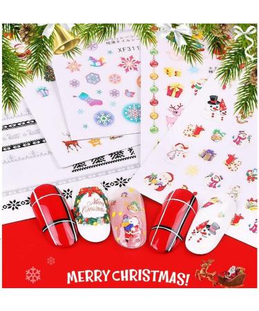 EBANKU 12 Sheets Christmas Nail Art Stickers 3D Self-Adhesive Nail Decals Santa Claus tree Decals Manicure Decoration for Women Girls Kids Fingernails Toenails Decor - Buy Online on GoSupps.com