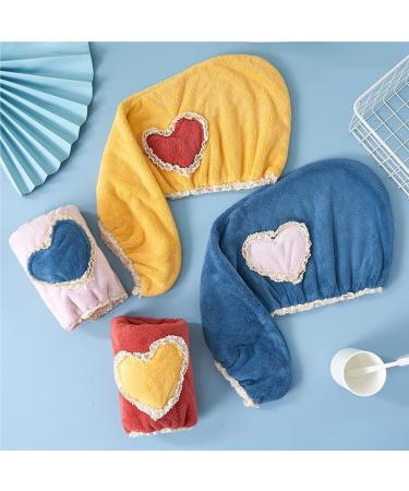 Microfiber Hair Towel Set - Soft Lace Edge Turban Caps for Women | Cute & Absorbent Hair Drying Towels (Pink & Blue 2 Pieces) - Buy Online on GoSupps.com