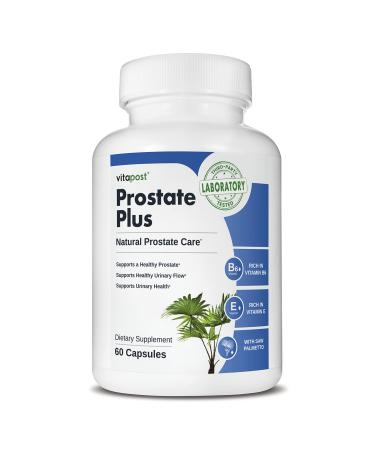 VitaPost Prostate Plus Natural Prostate Care and Urinary Health Supplement for Men Enriched with Saw Palmetto  Vitamin B6  Vitamin E  Selenium and Zinc. 60 Capsules