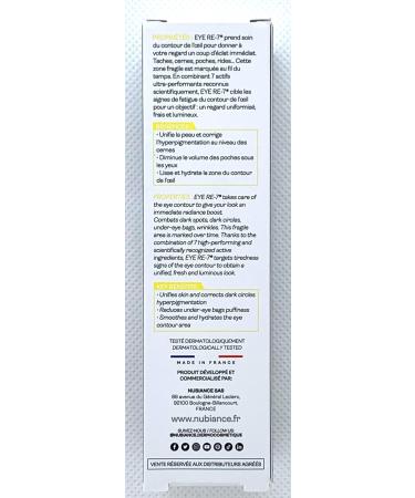  Nubiance NUBIANCE - EYE Re-7 Multi-corrective eye contour cream Anti-dark circles Anti-puffiness Firming and antioxidant Hyaluronic Acid Hydrating and anti-wrinkle 15ml - Buy Online on GoSupps.com