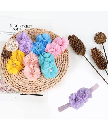 Viky 6-Piece Baby Hair Band Set | Floral Elastic Headbands for Girls | Rhinestone Baby Accessories for Newborns | Perfect for Baptism Weddings & Family Photos - Buy Online on GoSupps.com