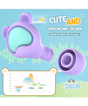 Kids Ear Plugs - Reusable Silicone Noise Canceling Earplugs for Children (Ages 6-12) | 2 Pairs for Concerts Flying Study & Noise Sensitivity - Purple - Buy Online on GoSupps.com