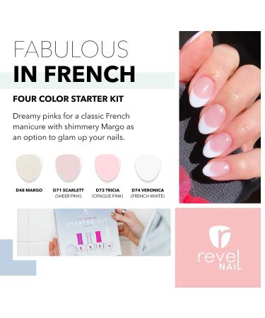 Revel Nail Starter Dip Powder Kit - 4 Color Manicure Set with Dip Powder and Liquid - French Fabulous - Buy Online on GoSupps.com