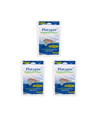 Platypus Orthodontic Flossers for Braces- Unique Structure Fits Under Arch Wire, Floss Entire Mouth in Two Minutes, Increases Flossing Compliance, Will Not Damage Braces - 30 Count Bag (Pack of 3) 30 Count (Pack of 3)