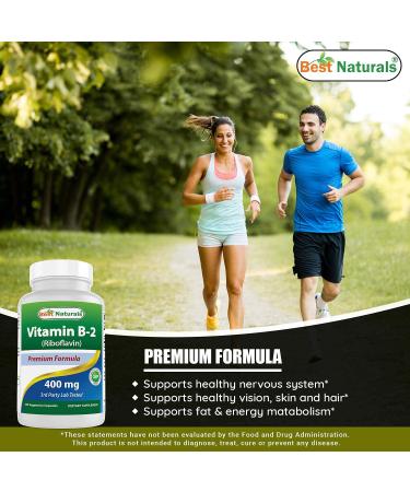 Best Naturals Vitamin B2 400mg - Migraine Relief Veggie Capsules - Coenzyme Precursor - 120 Count Pack - Riboflavin Supplement - Buy Online on GoSupps.com