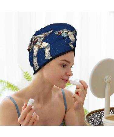 Hair Towel Wrap - Fast Drying Towel Turban for Quick Hair Drying | Disco Party Astronaut Design - Buy Online on GoSupps.com