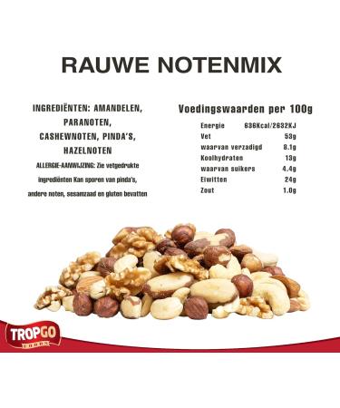 Tropgo Raw Mixed Nuts 500g Unsalted Nut Mix Freshly Packed Healthy Nuts with Fiber Protein Minerals Perfect as a Snack Contains Almonds Brazil Nuts Cashew Nuts Peanuts Hazelnuts - Buy Online on GoSupps.com