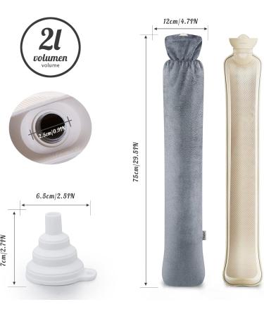 Long Heat Bottle with 2 Soft Covers - 2L High Capacity for Shoulder Neck & Belly Relief | 73x13cm - Buy Online on GoSupps.com