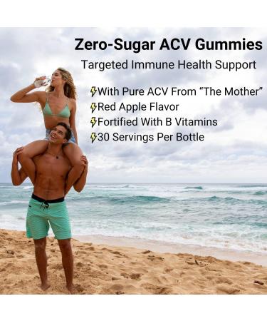 Zero-Sugar ACV Apple Cider Vinegar Gummies | 60 Count Vegan Gummies with Folic Acid and Vitamin B12 - Buy Online on GoSupps.com