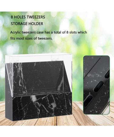 Dfsuiwk 8-Hole Acrylic Eyelash Tweezers Holder Stand with Dust Cover - Black | Organizer Storage Display Box for Beauty Salons - Buy Online on GoSupps.com