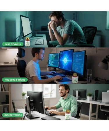 Lutein and Zeaxanthin Supplement Lutein Eyes Vitamins Support Vision Clarity Macular Health Dry Eye Comfort Blue Light with Bilberry Extract Omega 3 Zinc and Vitamins C & E for Adults - Buy Online on GoSupps.com