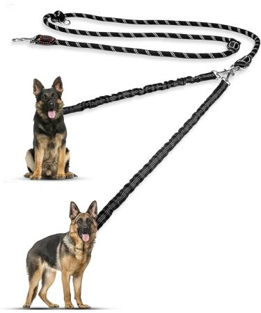 Trhills 3m x 14mm Adjustable Double Dog Leash for 2 Dogs - Tangle-Free 360 Rotatable Design for Medium & Large Breeds - Black - Buy Online on GoSupps.com