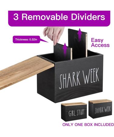Mistod Tampon Holder - Stylish Bathroom Organizer for Pads & Tampons | Wood Storage Box with Tablet Lid - Black | Perfect Feminine Product for Shark Week & Bathroom Accessories - Buy Online on GoSupps.com