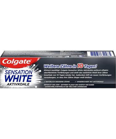 Colgate Sensation White Activated Charcoal Toothpaste - 75ml | Premium Whitening & Fresh Breath - International Shipping Available - Buy Online on GoSupps.com