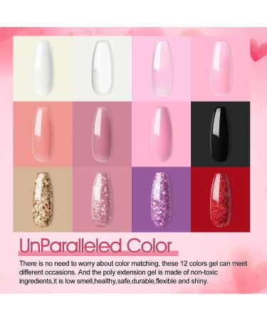 Coscelia Poly Nail Gel Kit with UV Light - 6pcs Poly Extension Gel, U V Gel Glitter Builder Nail Gel, Slip Solution, Quick Building, Strengthening Nail Enhancement Starter Kit - Color A5 - Buy Online on GoSupps.com
