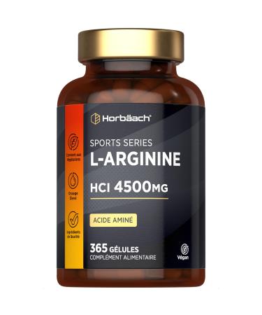 L-Arginine | 365 Comprim s V gans | 4500 mg de L-Arginine HCL par Dose Journali re | Base d Arginine HCl pour une Biodisponibilit Maximale | Suppl ment Hautement Dos | Horbaach