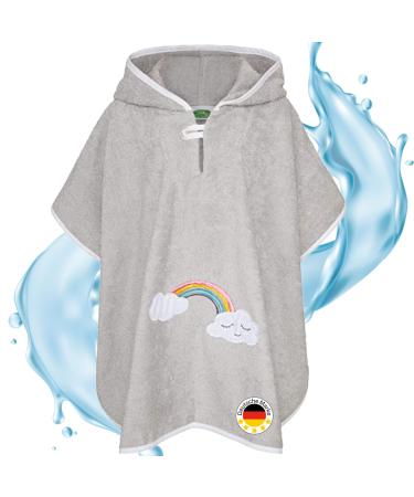 Smithy Bath Poncho Kids I Rainbow Cloud I Baby I Girls I Boys I Terry Cloth I Hood I 100% Cotton One Size Grey
